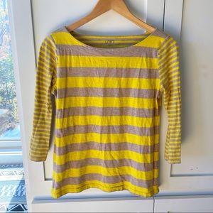 Yellow striped 3/4 sleeve shirt